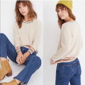 Madewell Rainbow Trim Cashmere Sweatshirt Pullover Sweater Size Small
